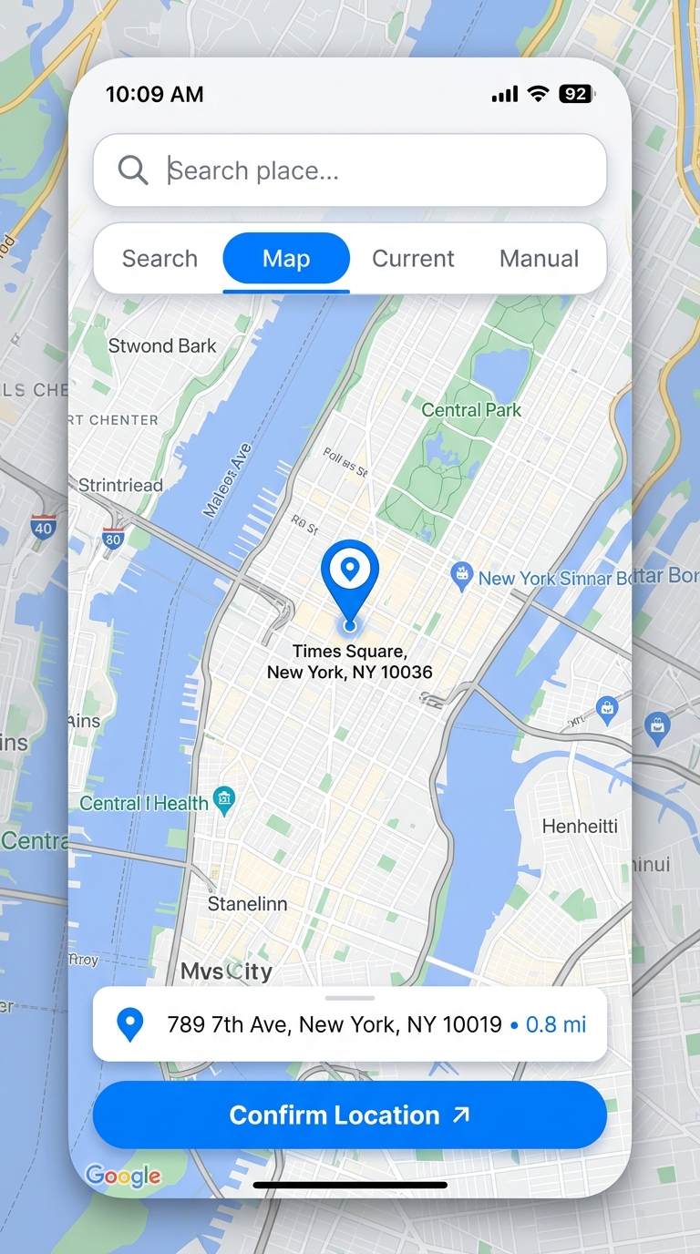 Location Picker UI Mockup
